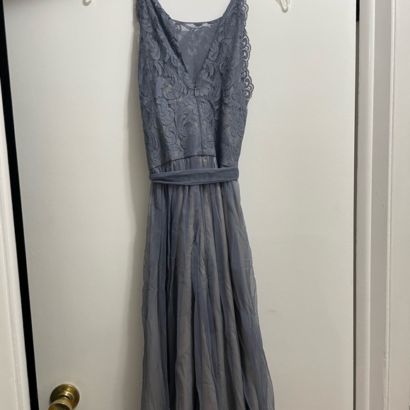 BHLDN Midi Slate Blue Cocktail Dress - Picture 2 of 8